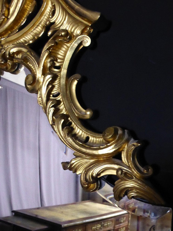 Grand Miroir De Pied En Bois Doré