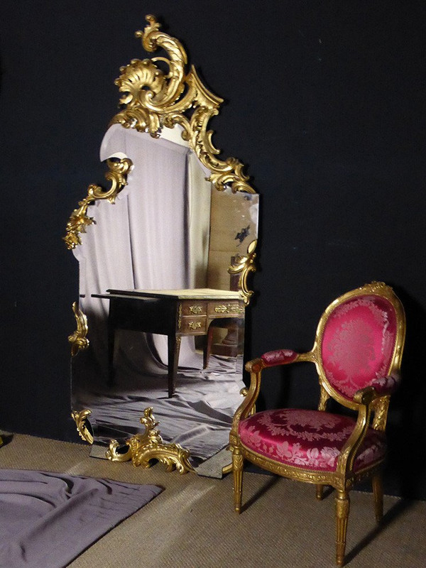 Grand Miroir De Pied En Bois Doré