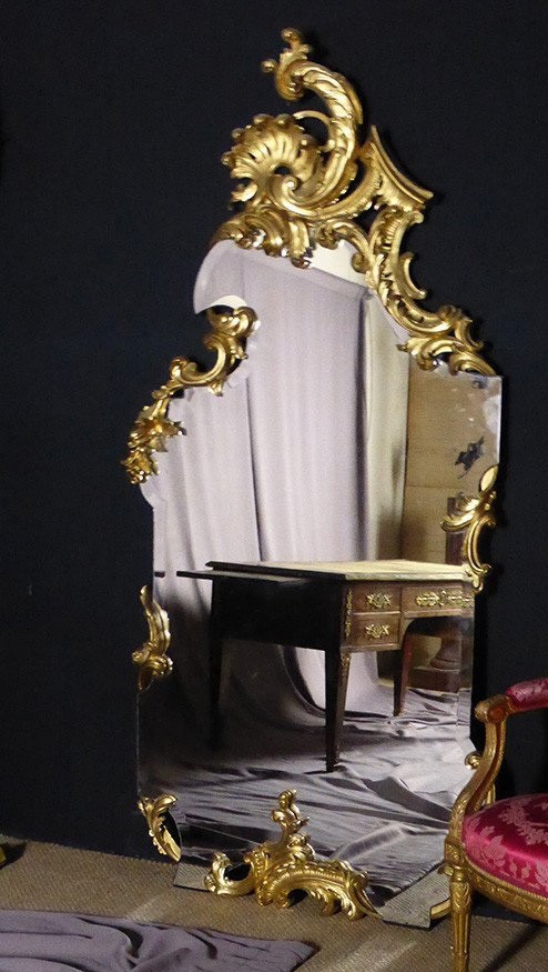 Grand Miroir De Pied En Bois Doré
