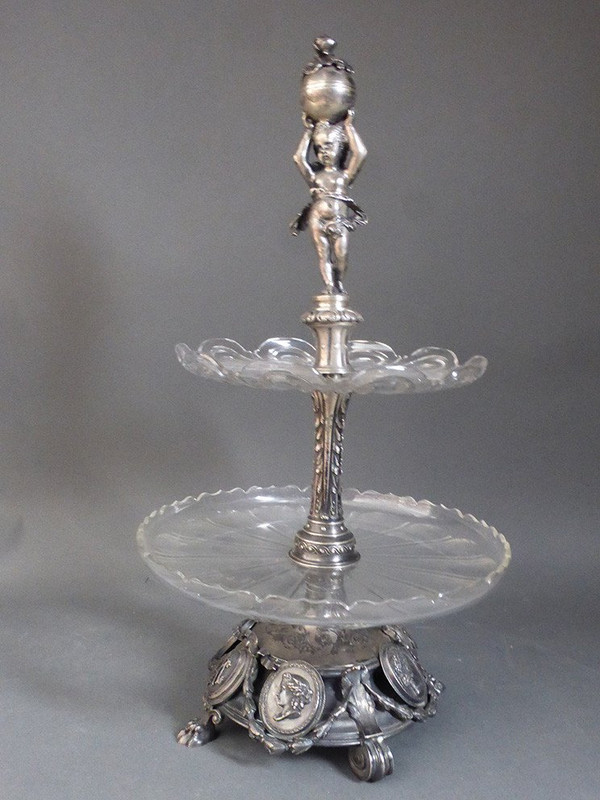Silver Servant With Two Crista Trays