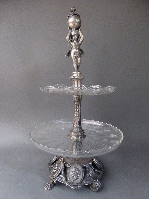 Silver Servant With Two Crista Trays