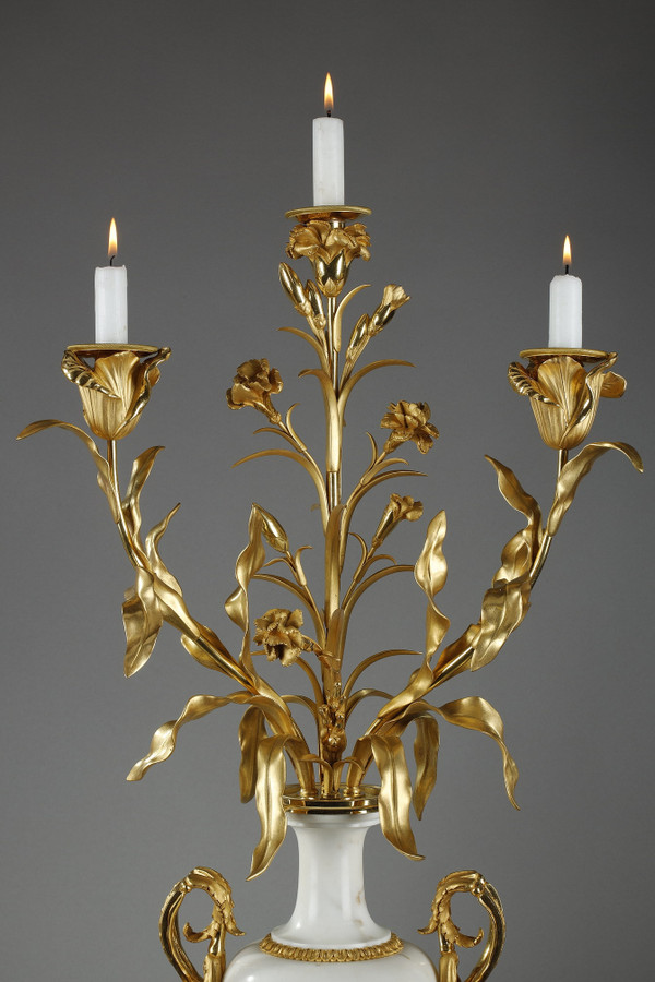 Coppia di candelabri a balaustra molto grandi, firmati Eugène HAZART