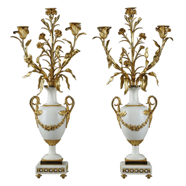 Coppia di candelabri a balaustra molto grandi, firmati Eugène HAZART