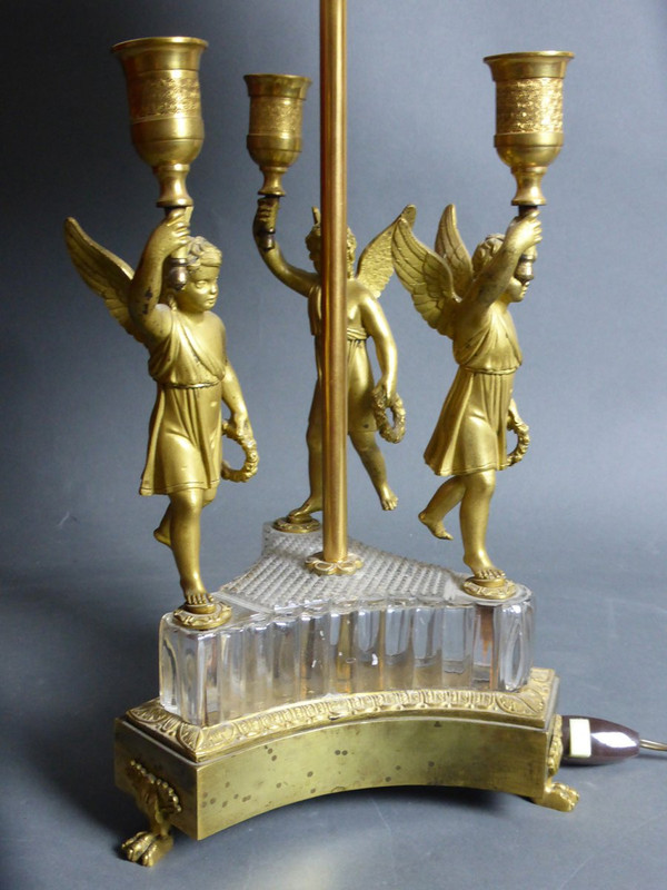 Wärmflaschenlampe aus vergoldeter Bronze aus dem 19. Jahrhundert
