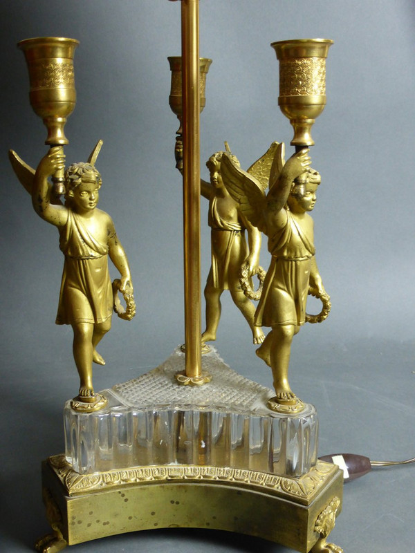 Wärmflaschenlampe aus vergoldeter Bronze aus dem 19. Jahrhundert
