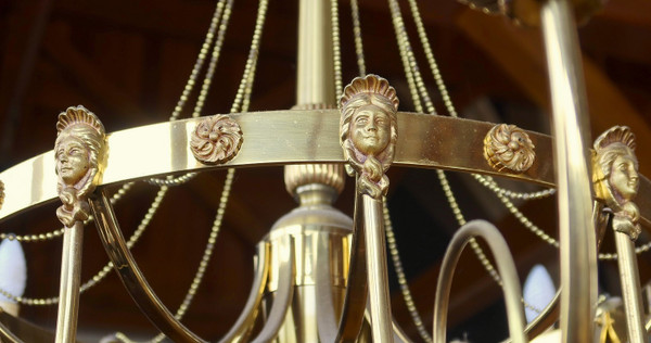 Set aus 3 Kronleuchtern mit 10 Lichtern, Louis XVI-Stil – Anfang des 20. Jahrhunderts