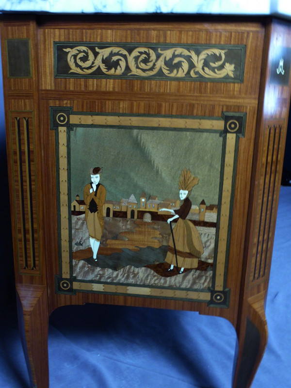Commode Transition Louis XV Louis XVI estampillée Maison Daïdé François XXe siècle