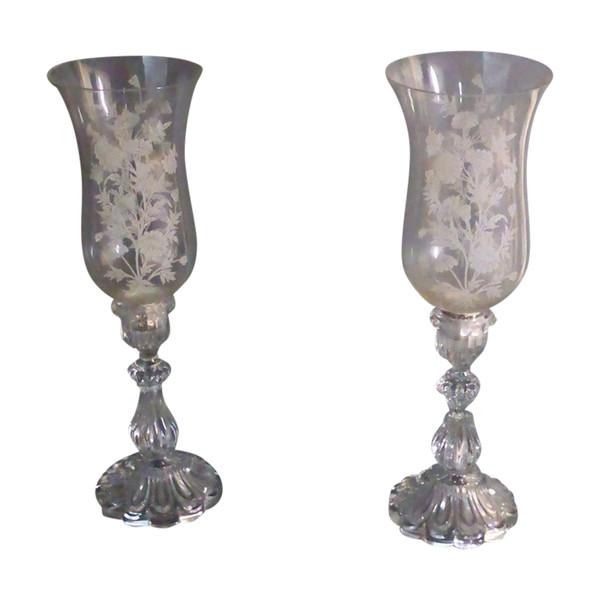 Engraved crystal tealight holder