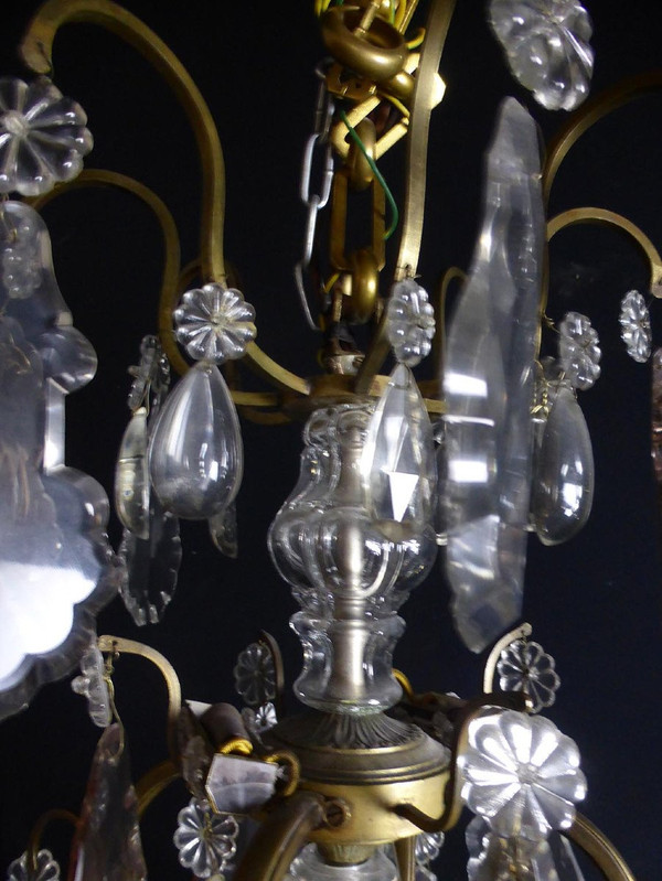 Large 19th Century Crystal And Bronze Chandelier