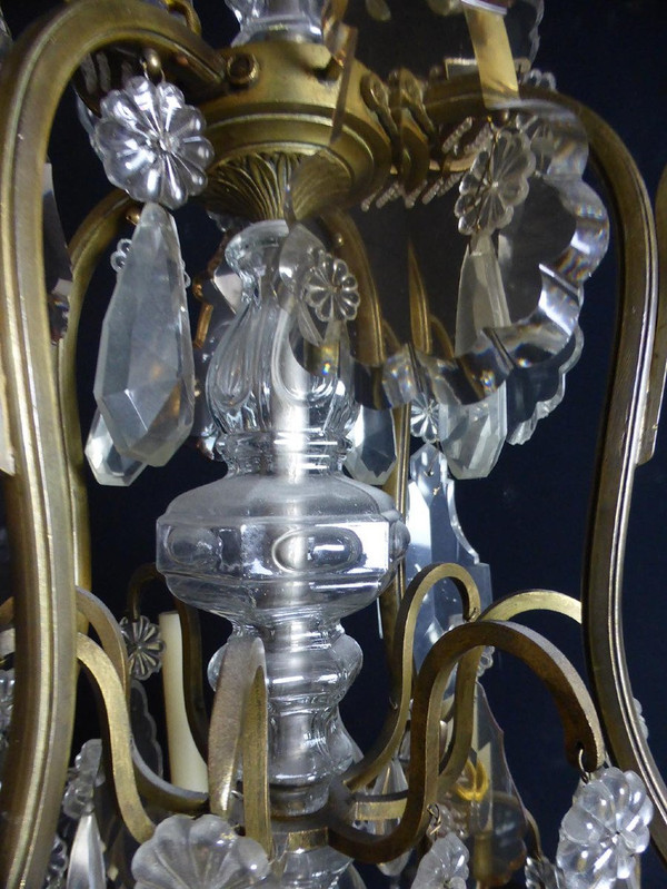 Large 19th Century Crystal And Bronze Chandelier