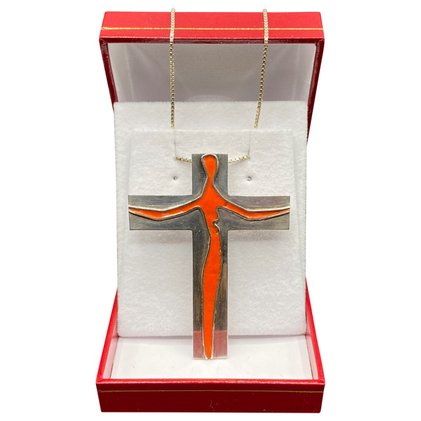 CROCE IN ARGENTO SMALTATA