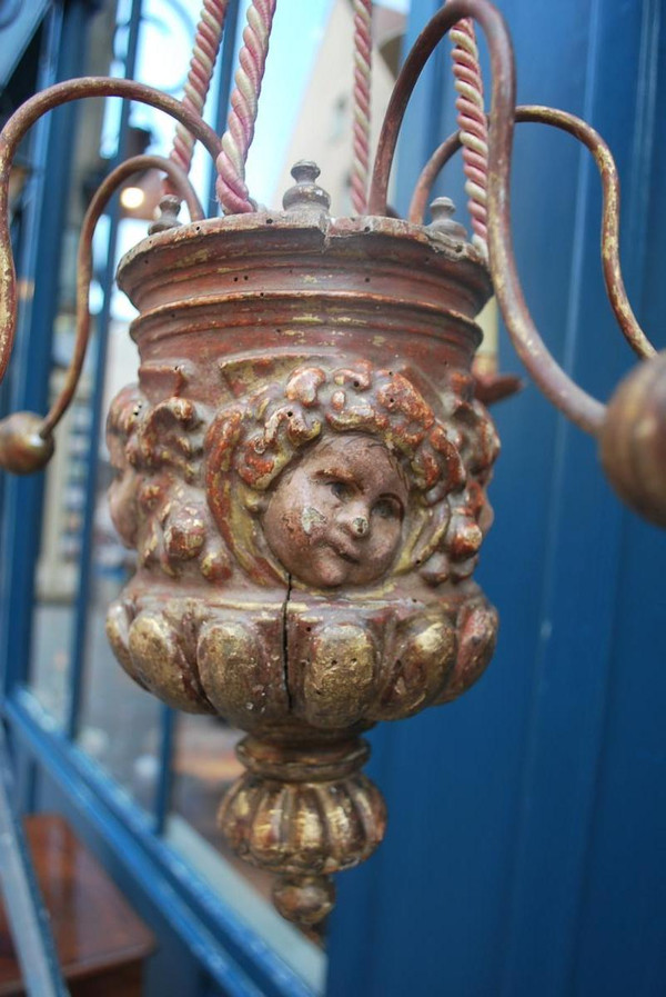 Small Chandelier In Golden Wood, Barrel D Period XVII,
