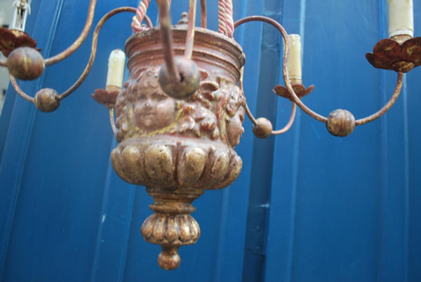 Small Chandelier In Golden Wood, Barrel D Period XVII,