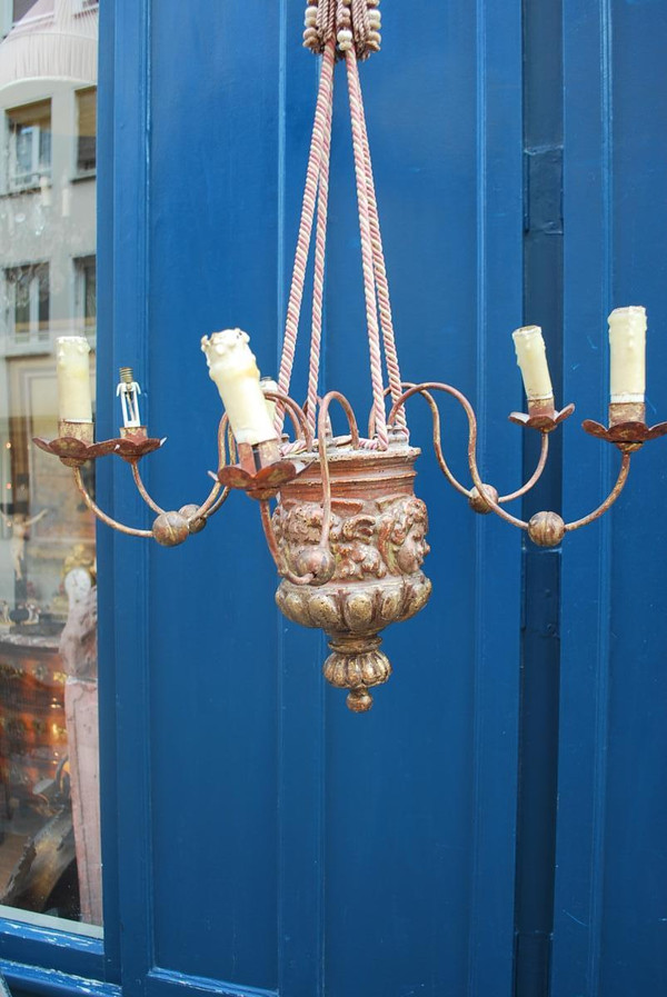 Small Chandelier In Golden Wood, Barrel D Period XVII,
