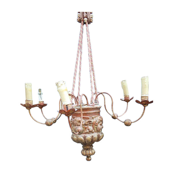 Small Chandelier In Golden Wood, Barrel D Period XVII,