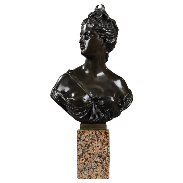 Buste en bronze, "Diane chasseresse" d'après Houdon, XIXe