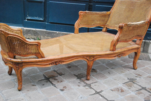 Belle Chaise Longue En Bois Naturel D époque Louis XV .xviii