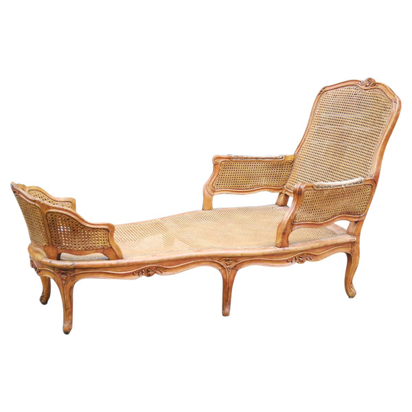Belle Chaise Longue En Bois Naturel D époque Louis XV .xviii
