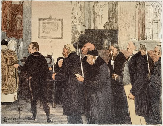 Lucien SIMON (1861-1945) - Les Marguilliers - Lithograph for L'Estampe Moderne - Brittany