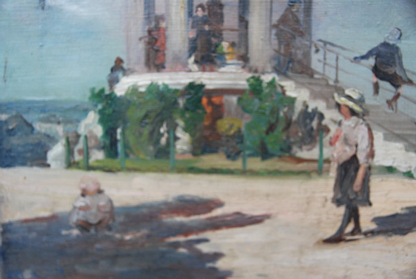 Der Kiosk, Öl auf Leinwand, signiert
