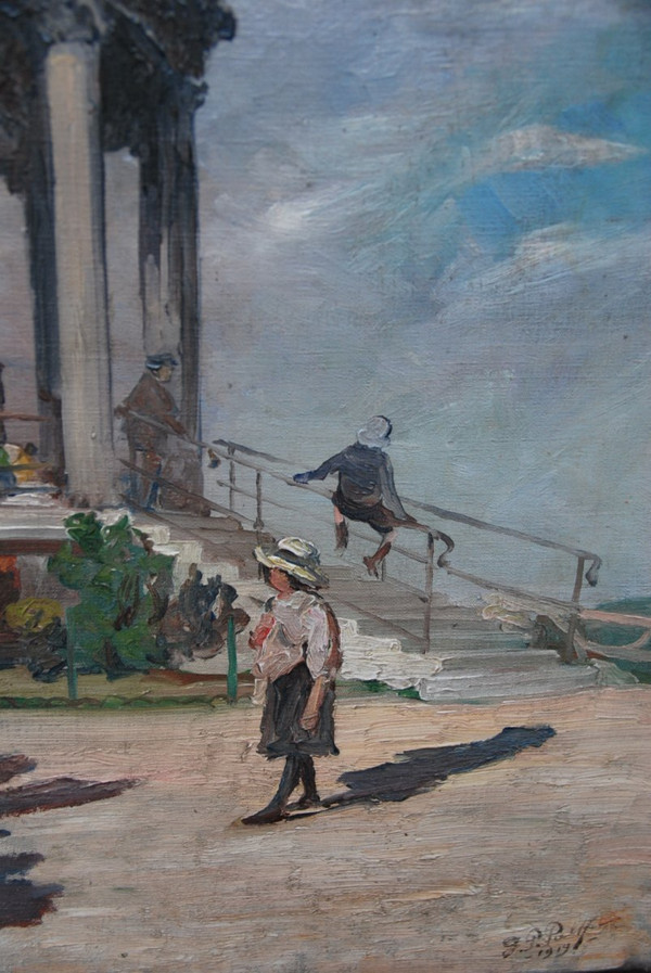 Der Kiosk, Öl auf Leinwand, signiert