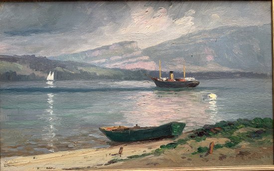 Emile WEGELIN (1875-1962) - Am Rande des Genfersees - Öl auf Leinwand