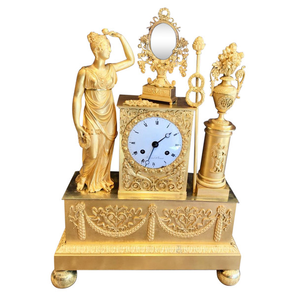 Empire Period Gilt Bronze Clock