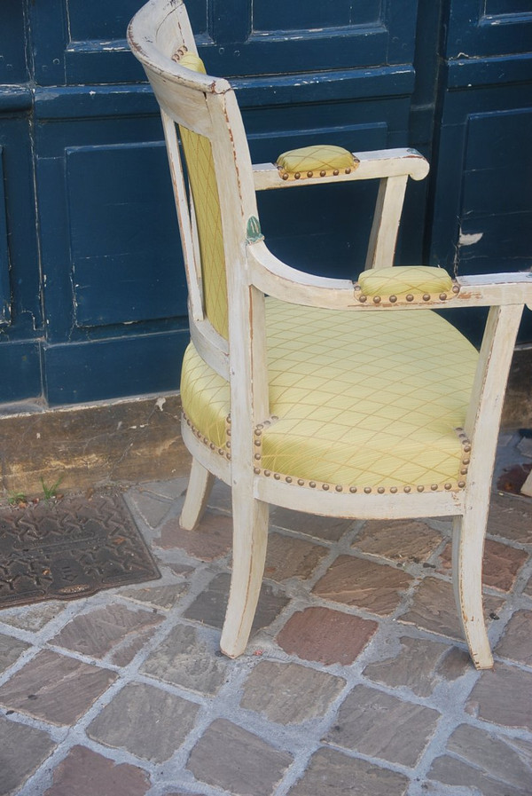 Pair Of Armchairs In Lacquered Wood Directoire Period