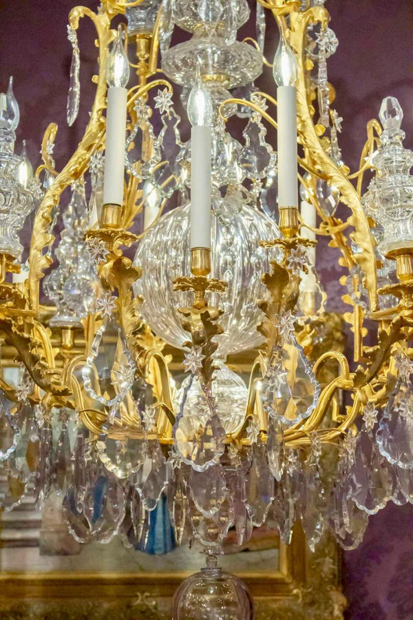 Lustre Baccarat En Bronze Doré
