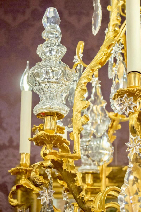 Lustre Baccarat En Bronze Doré