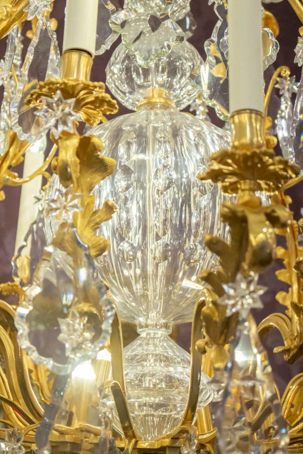 Lustre Baccarat En Bronze Doré