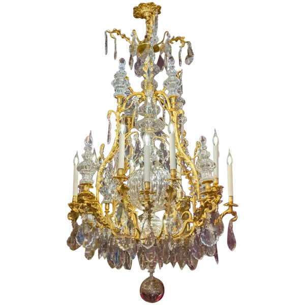 Lustre Baccarat En Bronze Doré