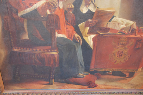 Importante Huile Le Pape Et l'Inquisiteur XIXe, d'Après Laurens