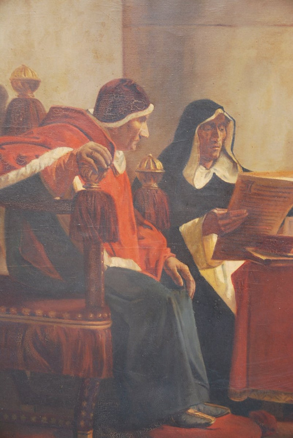 Importante Huile Le Pape Et l'Inquisiteur XIXe, d'Après Laurens