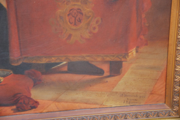Importante Huile Le Pape Et l'Inquisiteur XIXe, d'Après Laurens