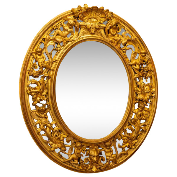 Miroir doré Ovale D’époque Napoléon III