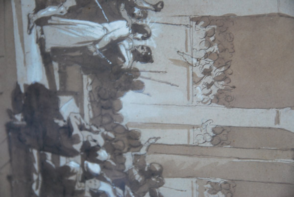 Christus im Schaukasten, Zeichnung Feder Und Tinte