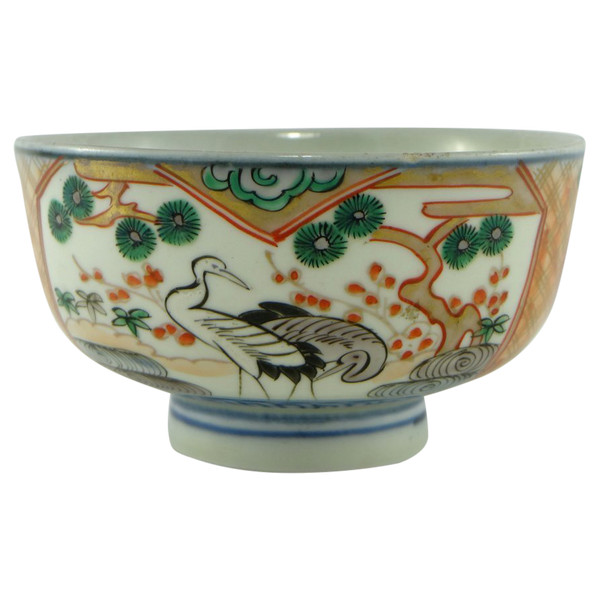 Japon, XIXème Siècle, Bol En Porcelaine Décor d'Échassiers.