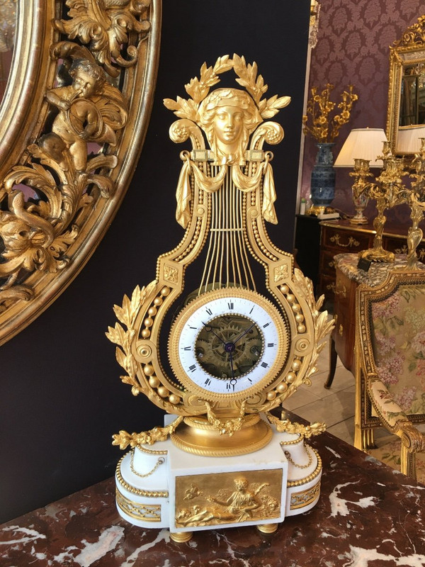 Pendule Lyre D’époque Louis XVI