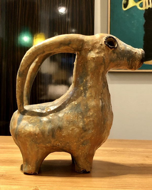 Early 20th Century, Ceramic Sculpture Ibex Spirit Aquamaniles from Iran.