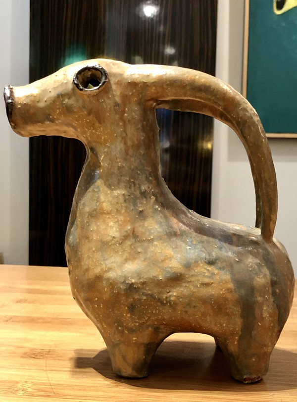 Early 20th Century, Ceramic Sculpture Ibex Spirit Aquamaniles from Iran.