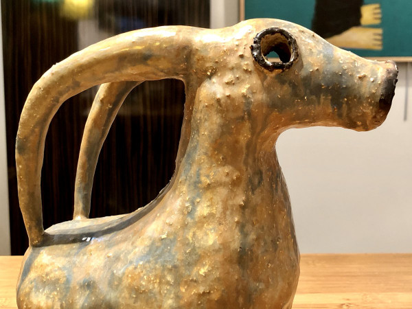 Early 20th Century, Ceramic Sculpture Ibex Spirit Aquamaniles from Iran.
