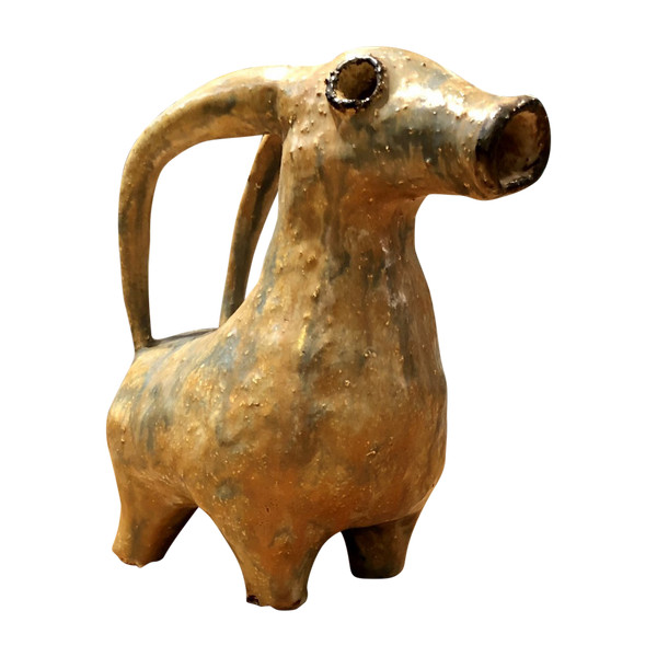 Early 20th Century, Ceramic Sculpture Ibex Spirit Aquamaniles from Iran.