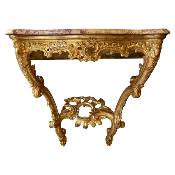 Console En Bois Doré D’époque Louis XV