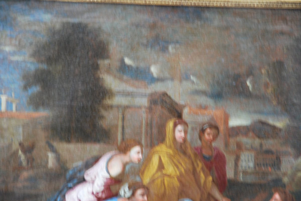 Oil on canvas MoÏse Sauvé Des Eaux , Poussin workshop , 17th century school