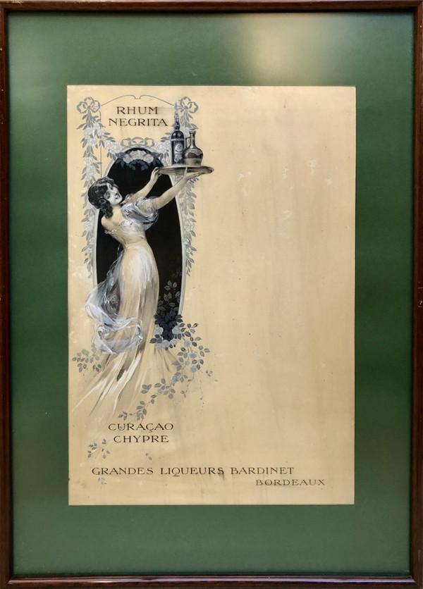 France Art Nouveau period, Original Drawing Menu Project Transatlantic liners.