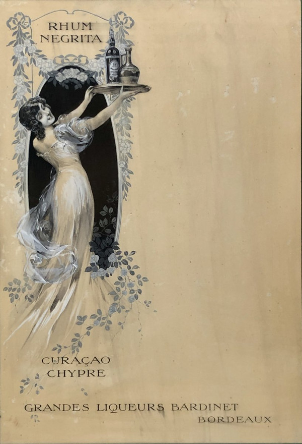 France Art Nouveau period, Original Drawing Menu Project Transatlantic liners.