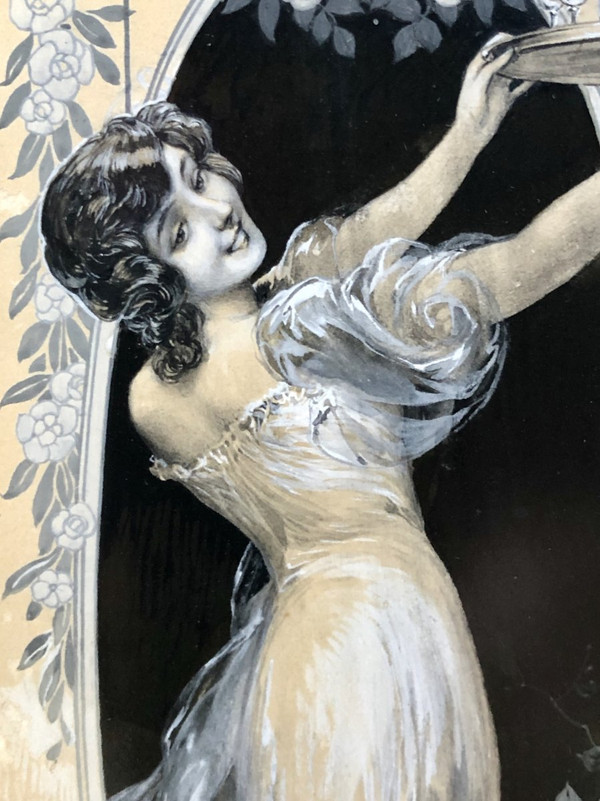 France Art Nouveau period, Original Drawing Menu Project Transatlantic liners.