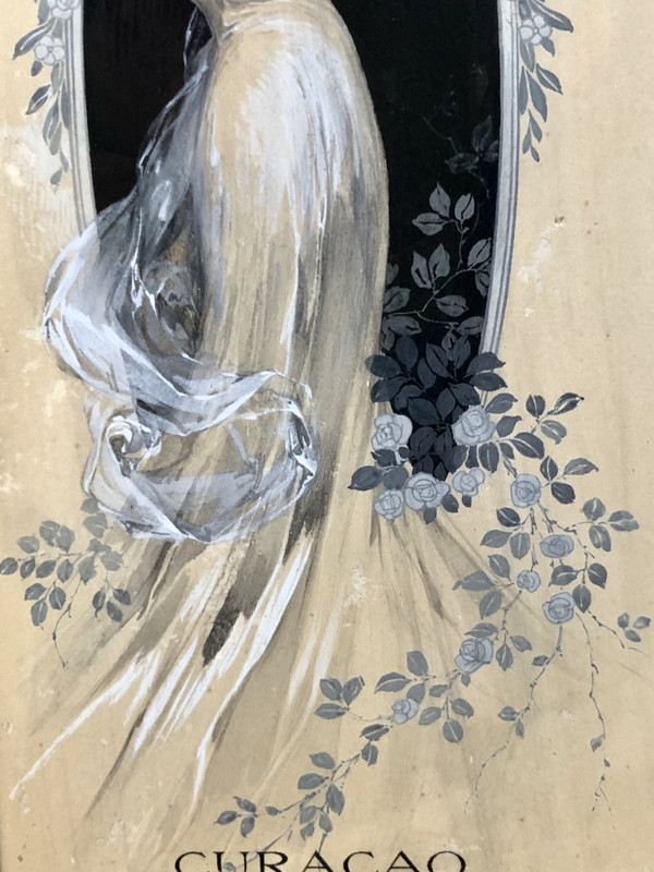 France Art Nouveau period, Original Drawing Menu Project Transatlantic liners.