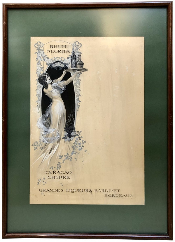 France Art Nouveau period, Original Drawing Menu Project Transatlantic liners.
